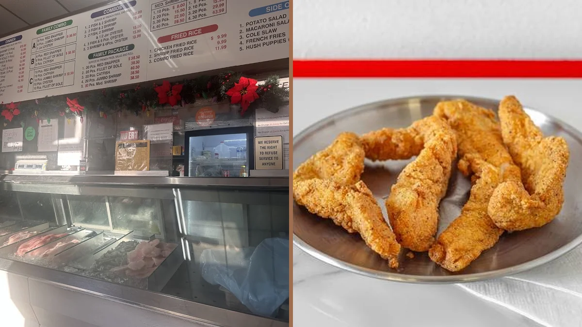 Takeout containers ready beside a busy counter.