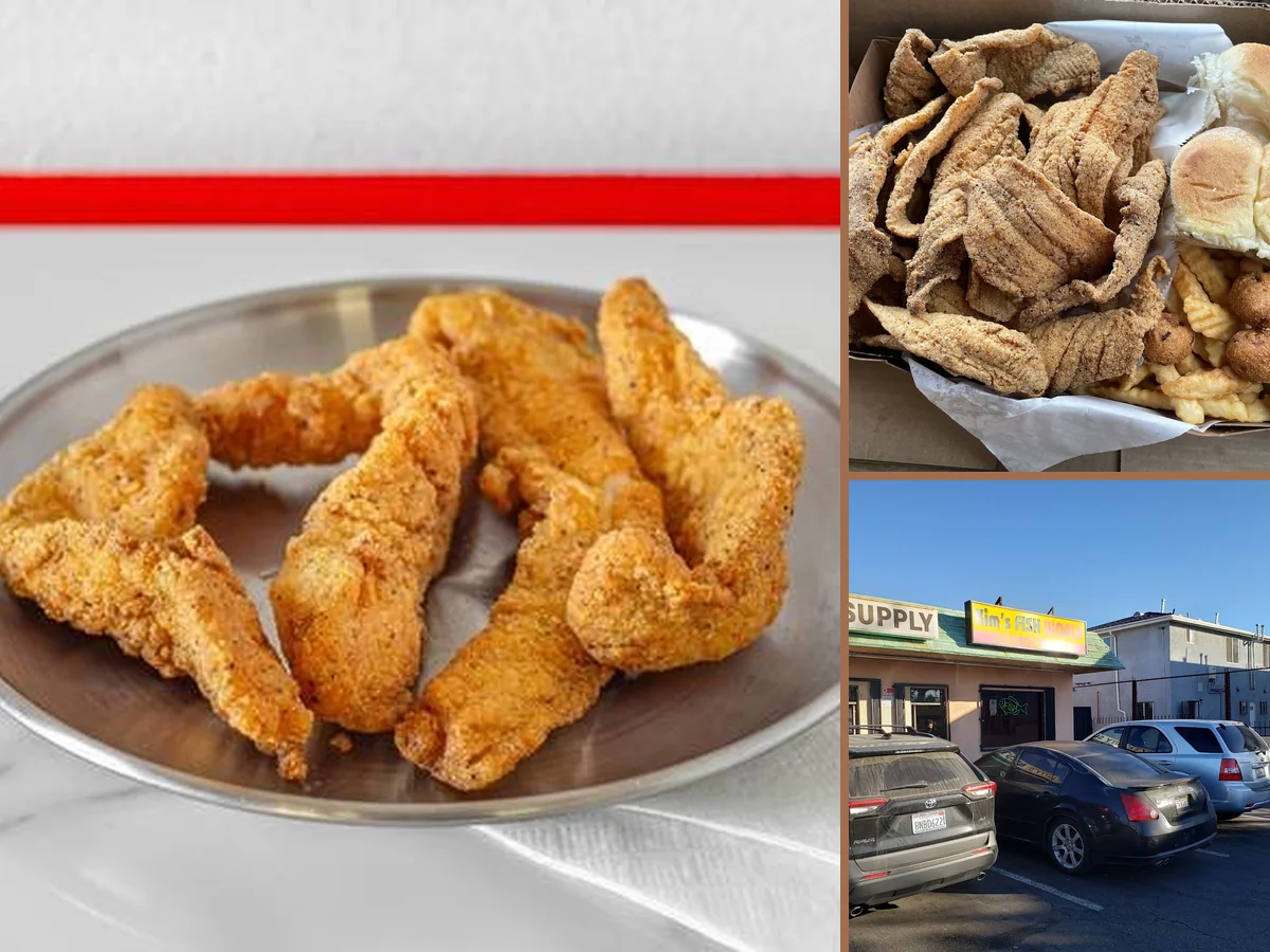 Golden fried fish on a simple plate.