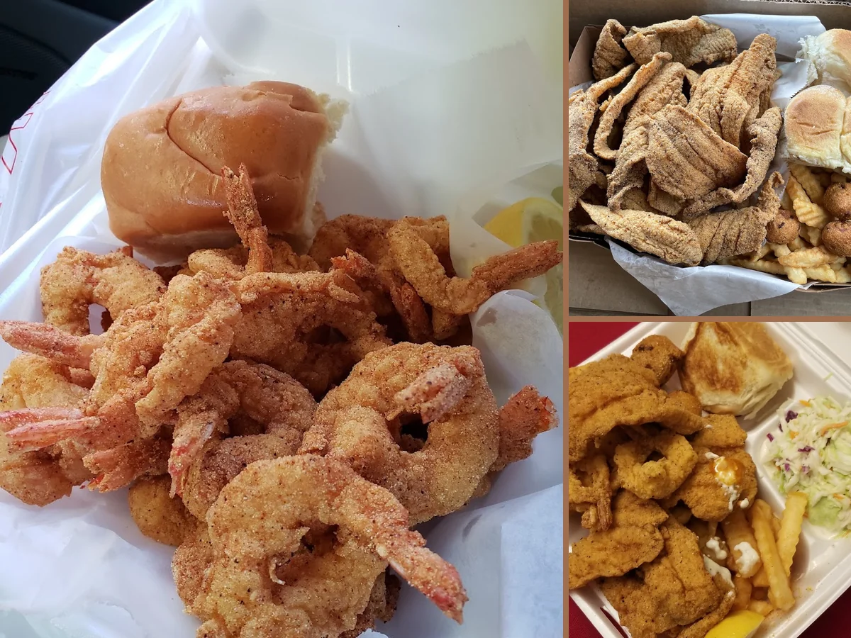 Golden fried fish on a simple plate.