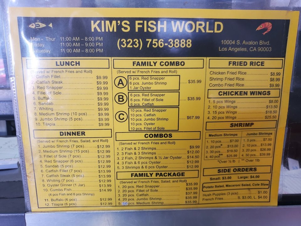 Counter service inside a casual fish restaurant.